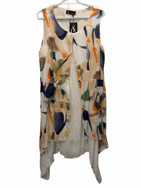 Sleeveless Printed Open-Front Tunic Dress